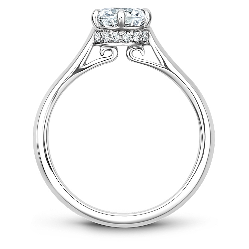 14k Yellow Gold 6 Prong Hidden Halo Engagement Ring