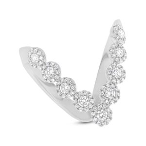 Shy Creation Eden 14k White Gold Diamond W/Halo V Ring 0.58cttw