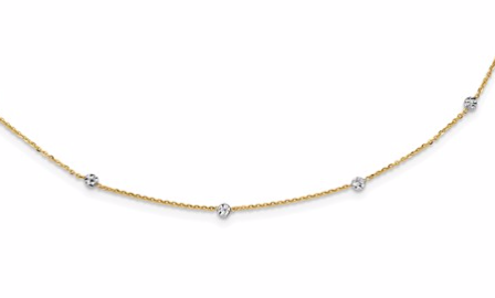 14k & White Rhodium Polished & D/C With 2 In Ext Necklace