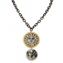 Sun &amp; Moon Double Disc Necklace W/Gunmetal Chain