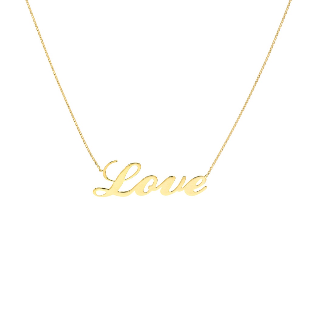14k White Gold "Love" Adj Neck 18in