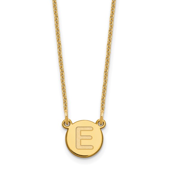 14ky Tiny Circle Block Letter Initial Necklace