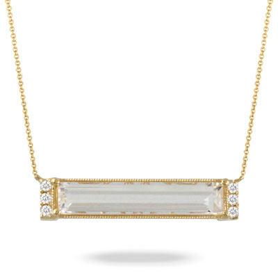 18k Gold Diamond Necklace White Topaz
