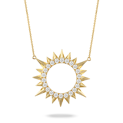 18k Yellow Gold Open Starburst Necklace