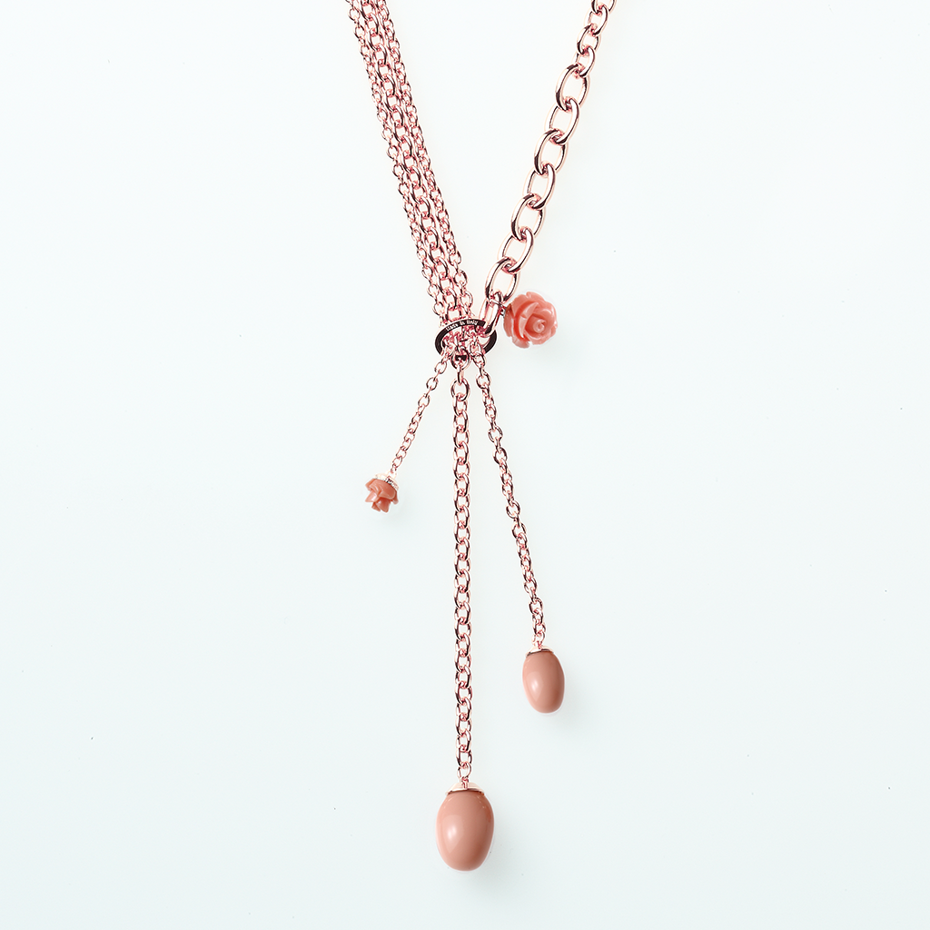 Bronze Necklace W/Coral Stone