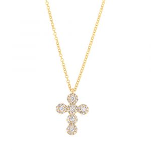 Eden Collection 14kyg Small Cross Necklace 0.44ct