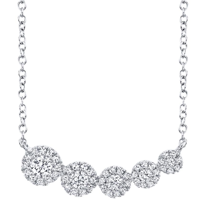 Graduated Circle Pave Diamond Necklace 14k