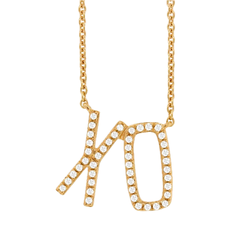 Shy Creation 14k Yellow Gold Diamond Xo Neck