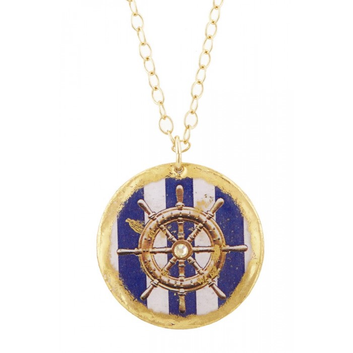 Ship’s Wheel Blue Stripe Pendant