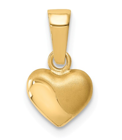 14k Satin & Polished Puffed Heart Pendant