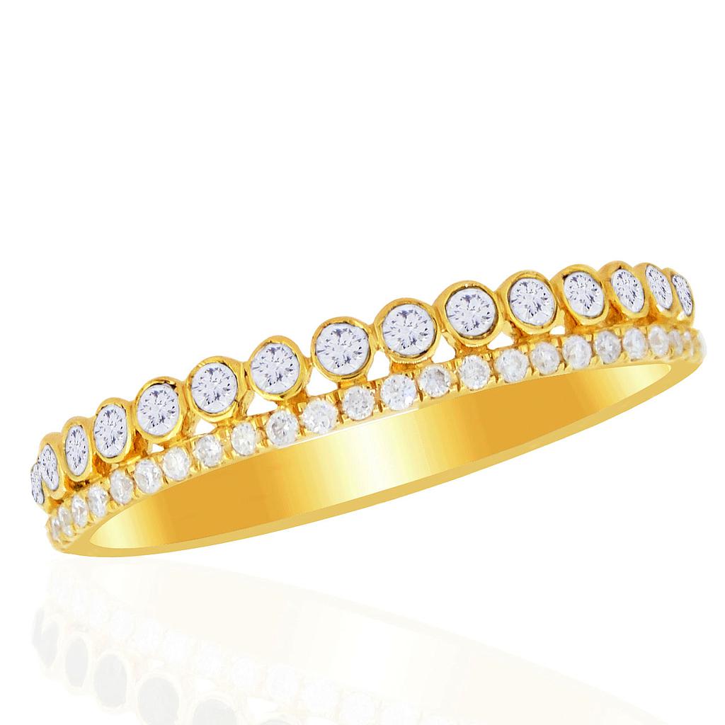 14k Yellow Gold Diamond Ring & Treated Black Diamond Ring