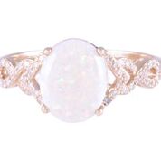14k Yellow Gold Oval Australian Opal & Diamond Ring