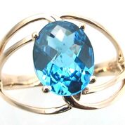 14k Yellow Gold Swiss Blue Topaz Ring