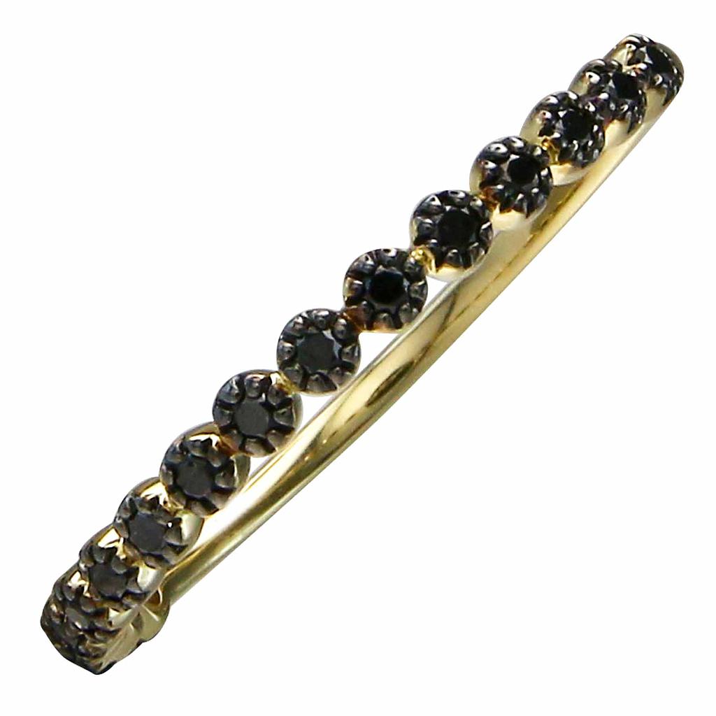 14k Yellow Gold Treated Black Diamond Ring