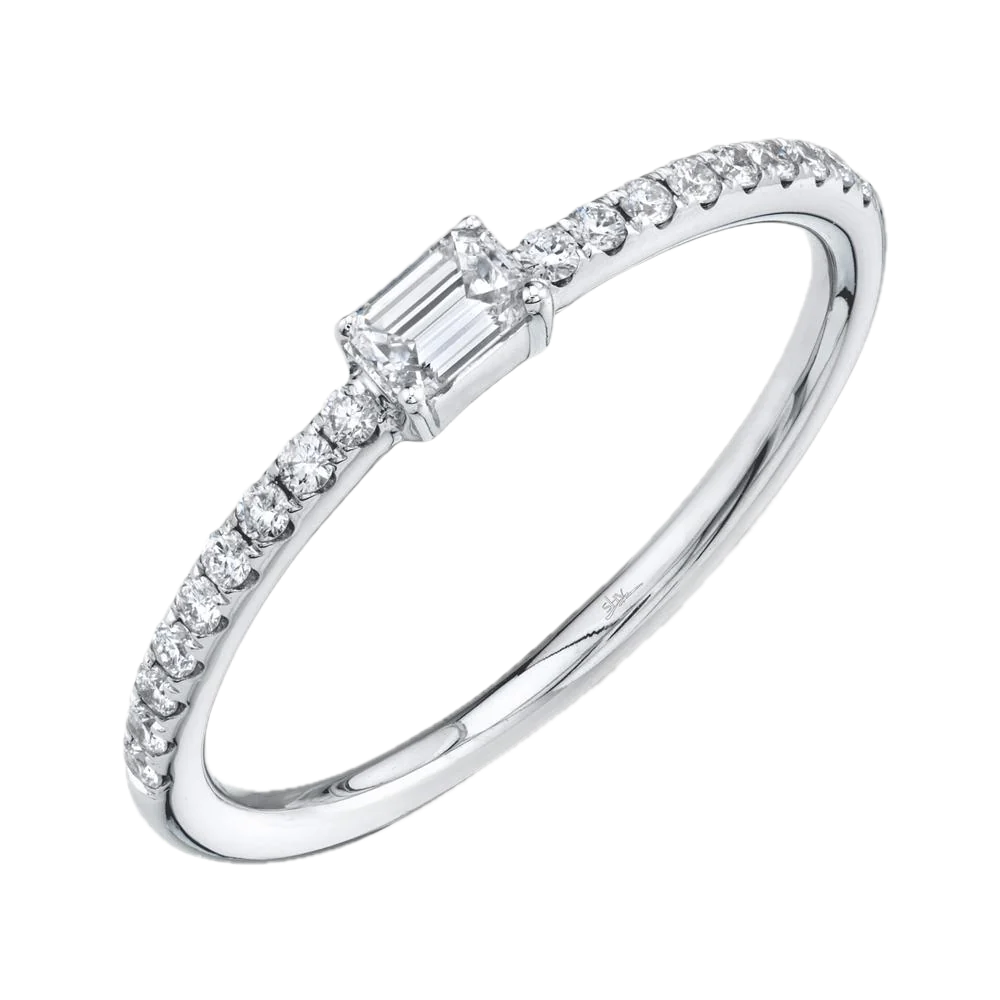 Diamond Horizontal Emerald Ring