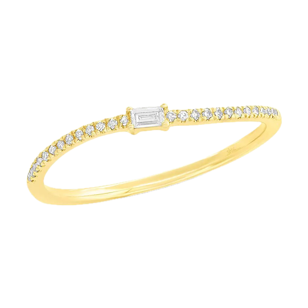 Kate Collection 14k Yellow Gold Diamond Baguette Ring 0.11ct