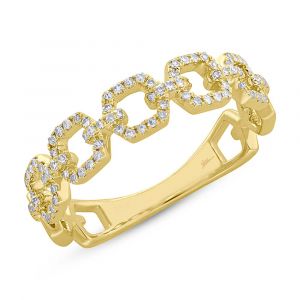 Kate Collection 14k Yellow Gold Diamond Link Ring 0.22ct