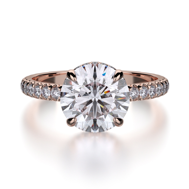 Michael M 18k Rose Gold Diamond Engagement Ring W/.34cts Sides