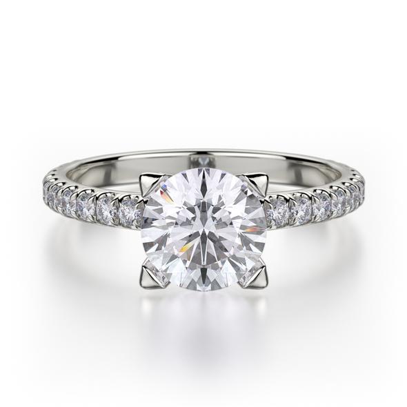 Michael M 18k White Gold Engagement Ring 4 Prong Diamond Head For 1ct Round W/.50cttw
