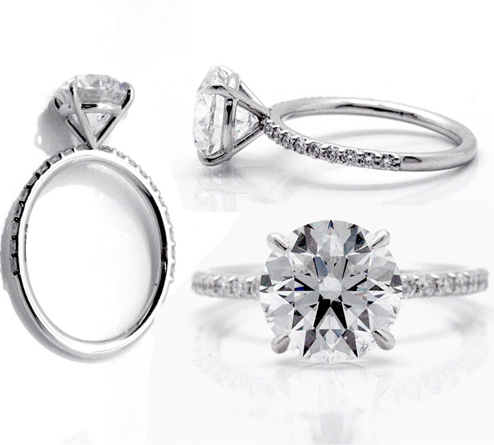 Platinum 2.51ct Round Diamond D VS2 GIA Diamond 1/2 Way Around Engagement Ring