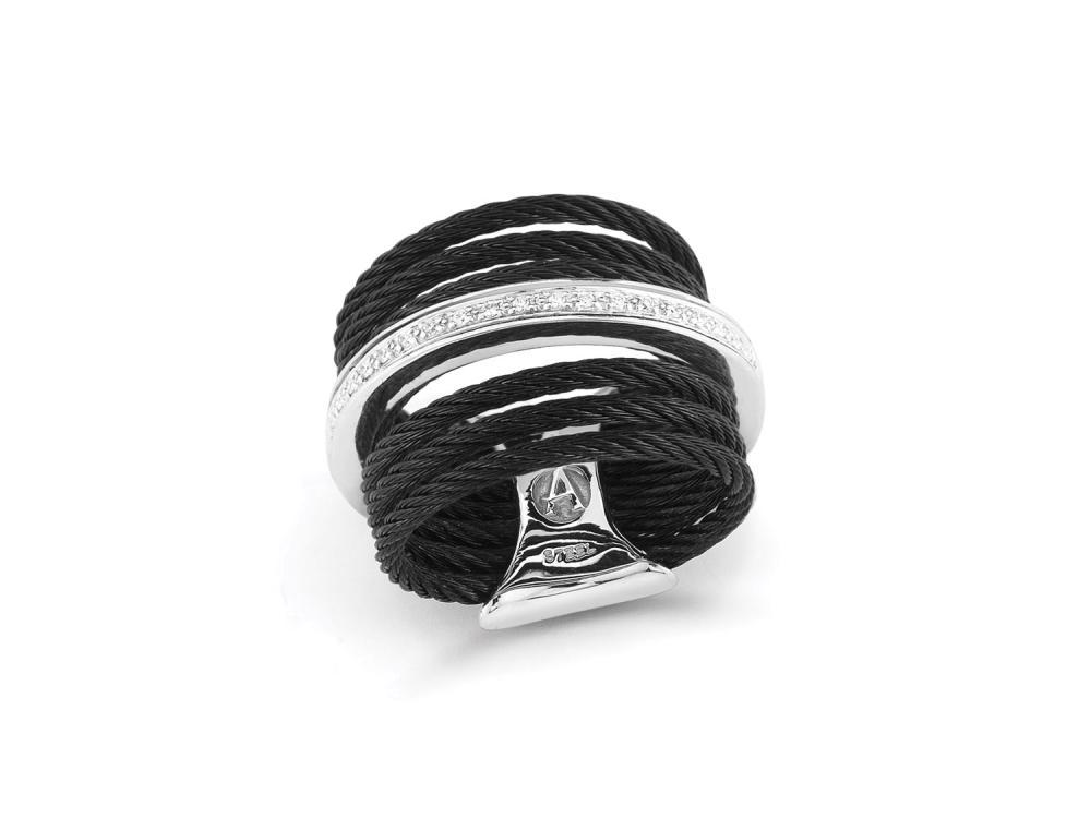 Ring 18k White Gold & Ss & Black PVD Size 7