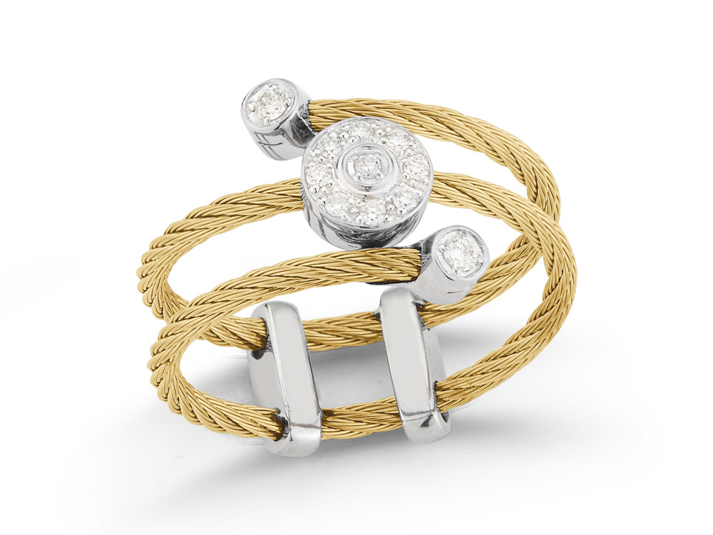 Ring 18k White Gold & Ss & Yellow Cable