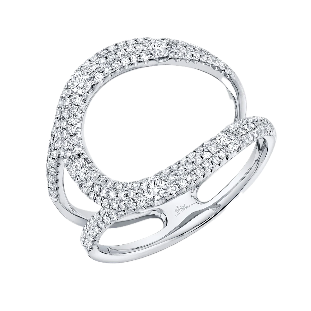 Shy Creation 14k White Gold Diamond Horseshoe Ring 0.57cttw