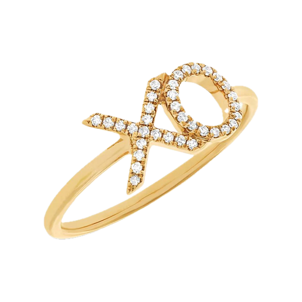 Shy Creation 14k Yellow Gold Diamond Xo Ring