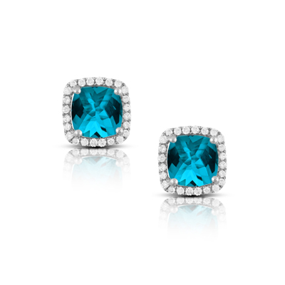 18k Gold London Topaz Diamond Earring