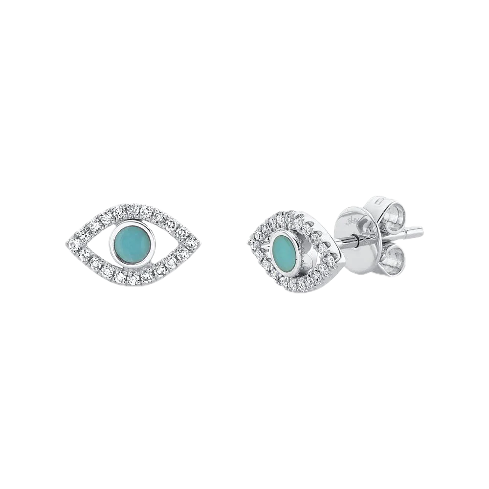 Diamond Composite Turquoise Eye Stud Earrings