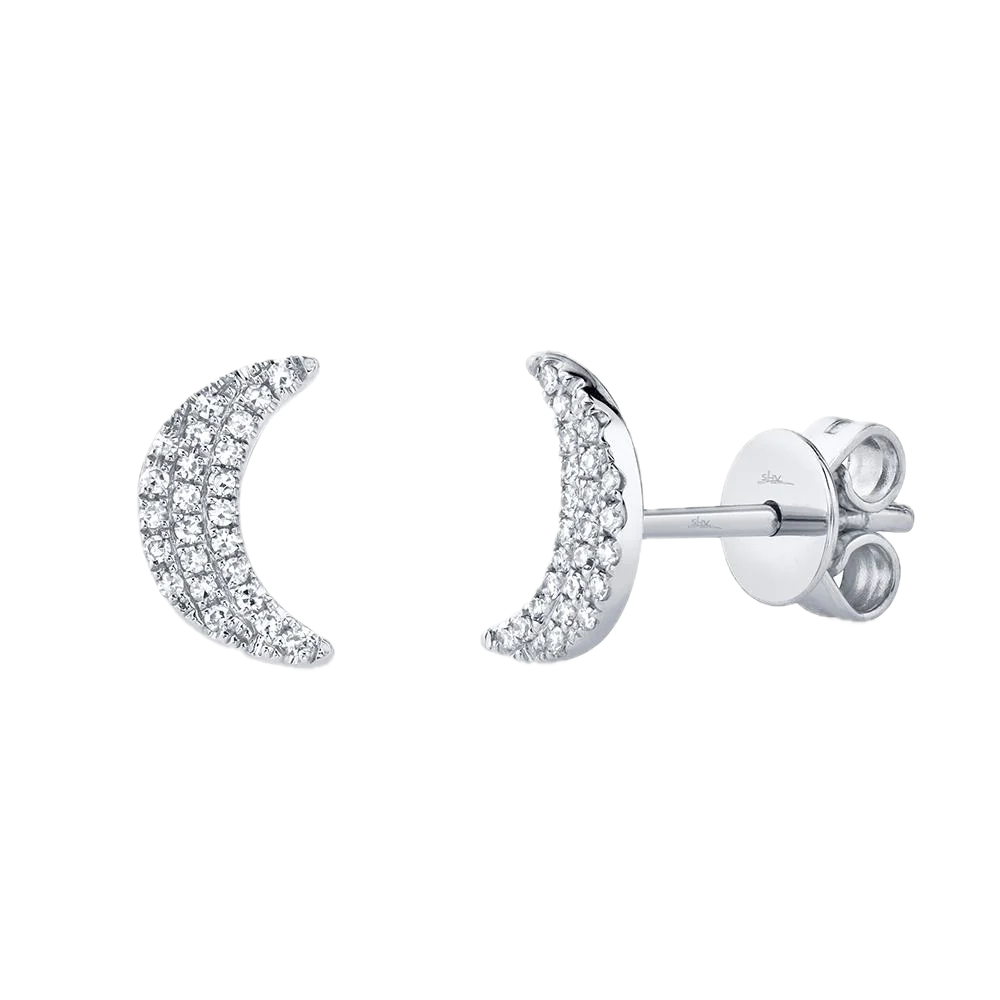 Diamond Crescent Mood Stud Earrings