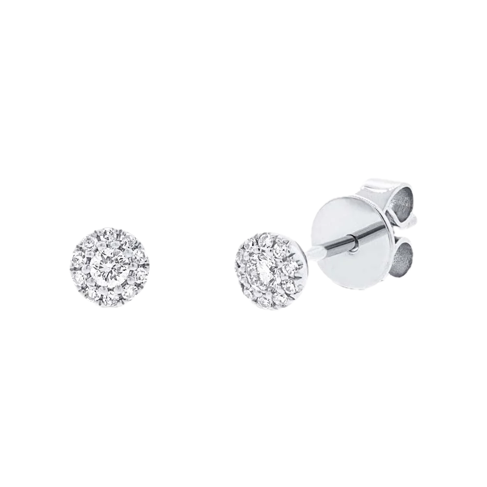 Eden 14k White Gold Diamond Halo 0.13cts Stud Earings