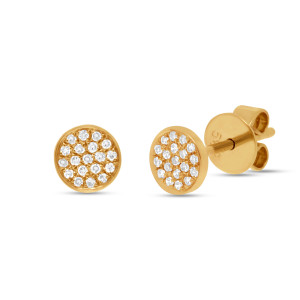 Kate Collection 14k Yellow Gold Round Diamond Pave Stud Ear 0.07ct
