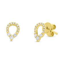 Kate Collection 14k Yellow Gold Teardrop Diamond Stud Ear 0.17ct