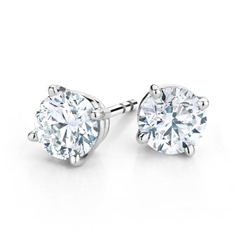Lazare Kaplan 18k White Gold Elegant Flame Diamond Stud Earrings. 2rd=1.02ct GIA