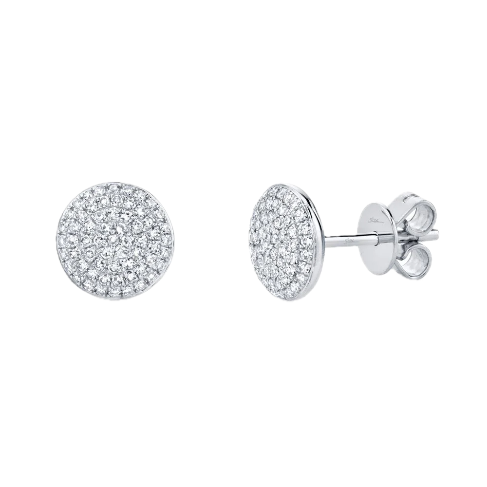 Shy Creation 14k White Gold Diamond Pave Cir Stud Ear