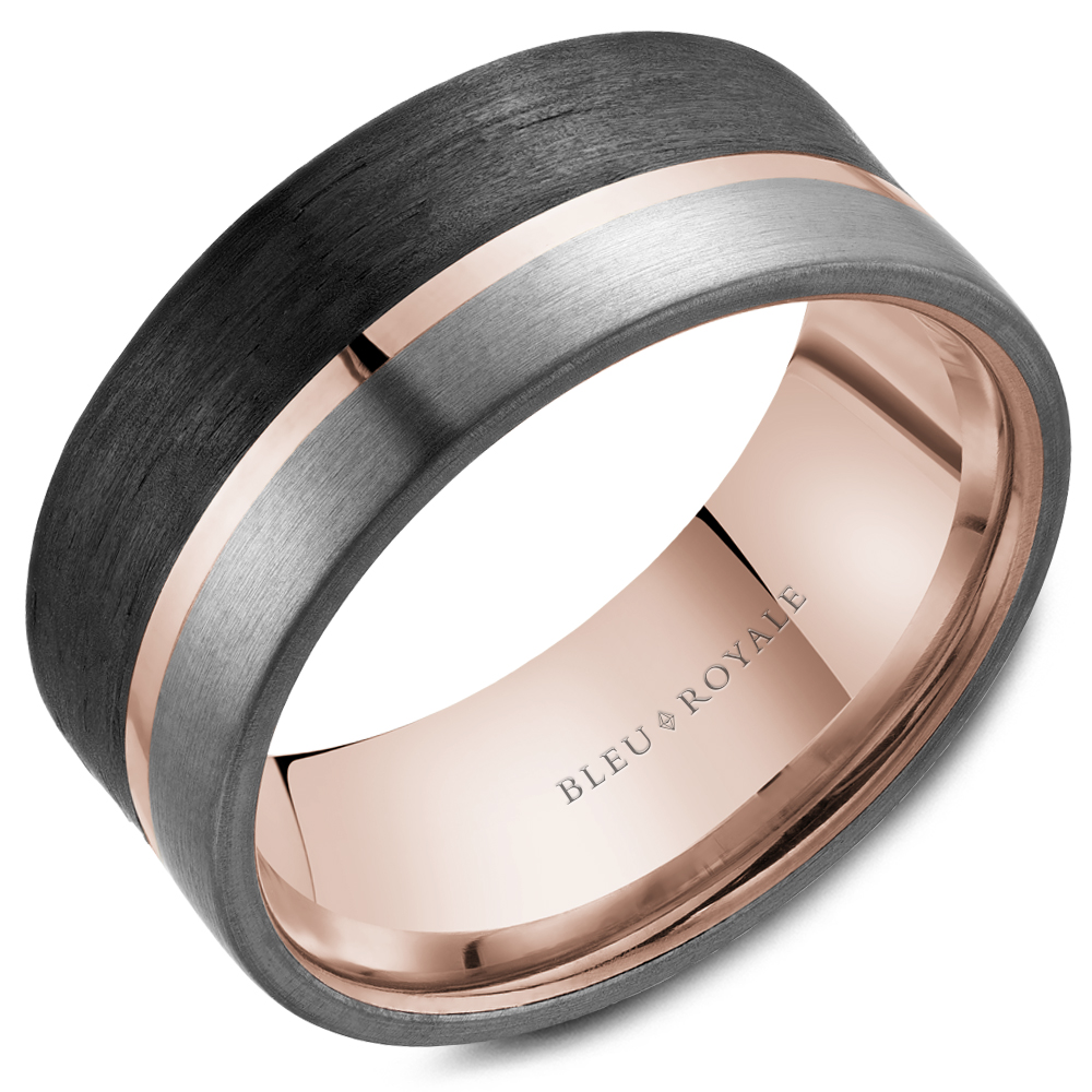 14k Rose Forged Carbon & Tantalum Wedding Band