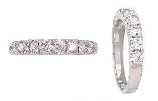 14k White Gold 10 Round Diamond 1.20cts U Set Wedding Band