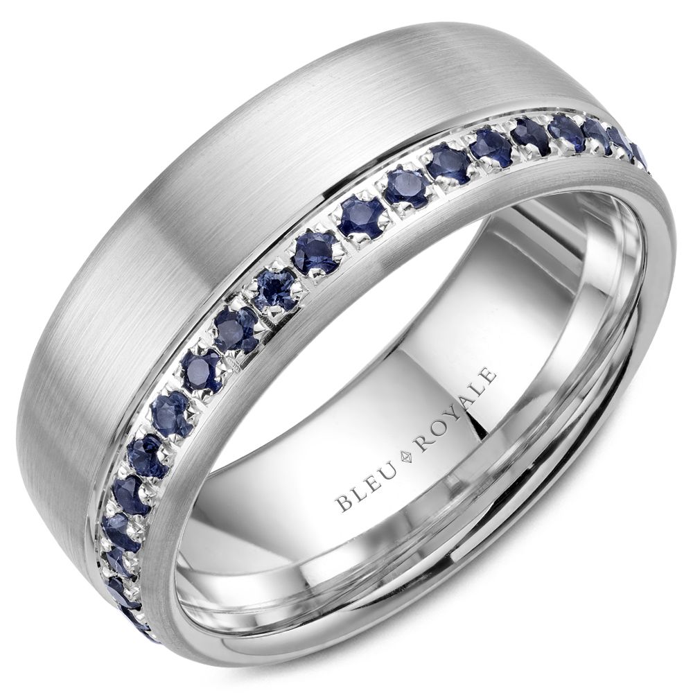14k White Gold Sapphire Wedding Band