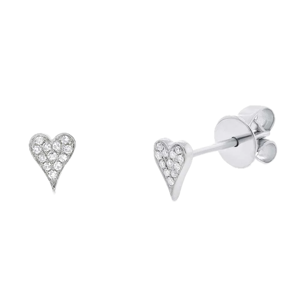 Shy Creation 14k White Gold Diamond Pave Heart Ear