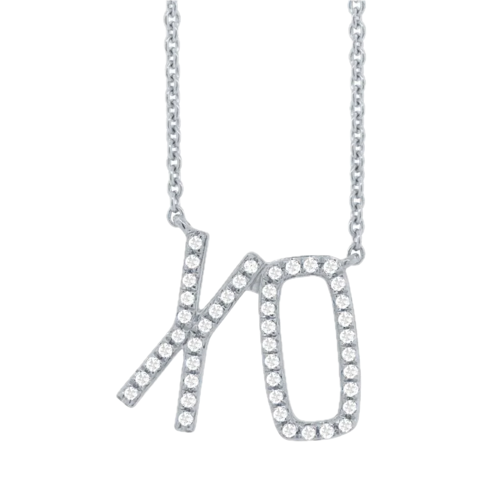Shy Creation 14k White Gold Diamond Xo Neck