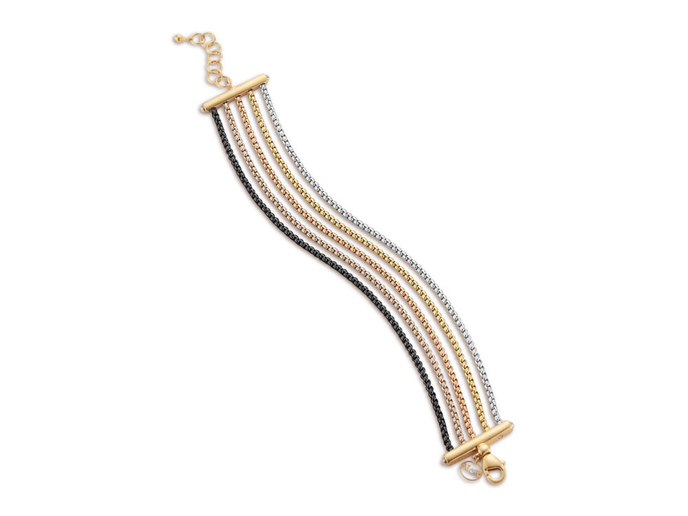 Multi Color PVD 5 Row Chain Bracelet