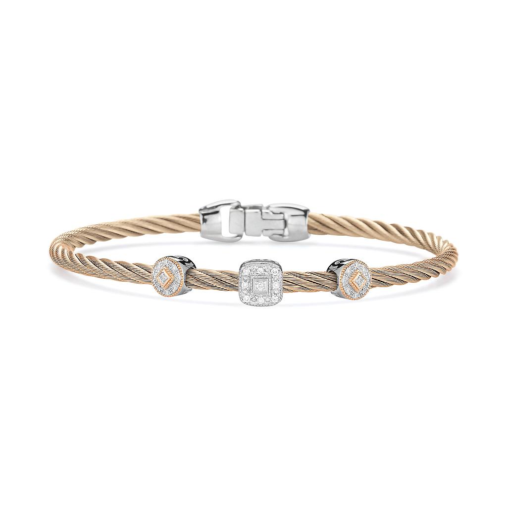 Carnation 3m 3 Station Cable Bracelet 18kt/Ss 0.14dtw