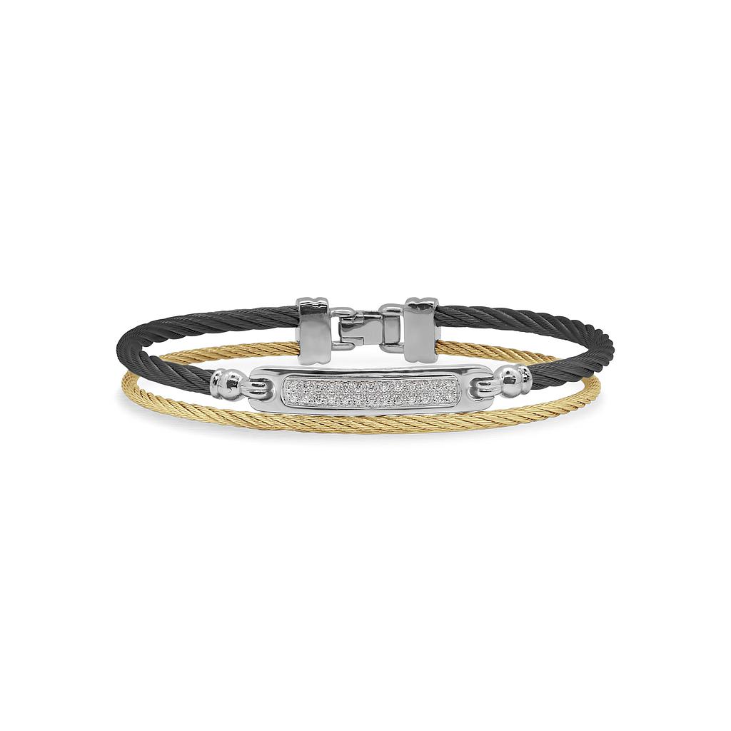 Cable Id Bracelet With 18k White Gold & Diamonds