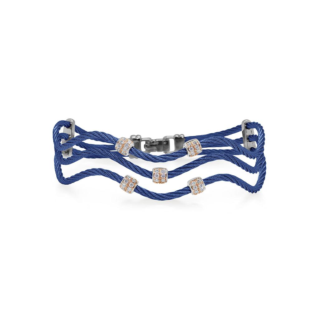 Blueberry Cable Petite Wave Bracelet With 18k Rose & Diamonds