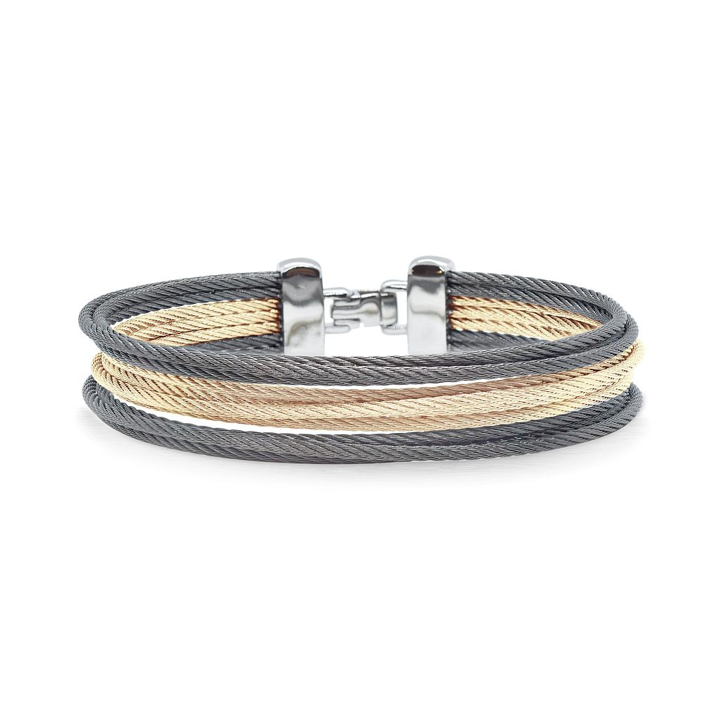 Carnation &amp; Steel Grey Cable Triple Stack Bracelet