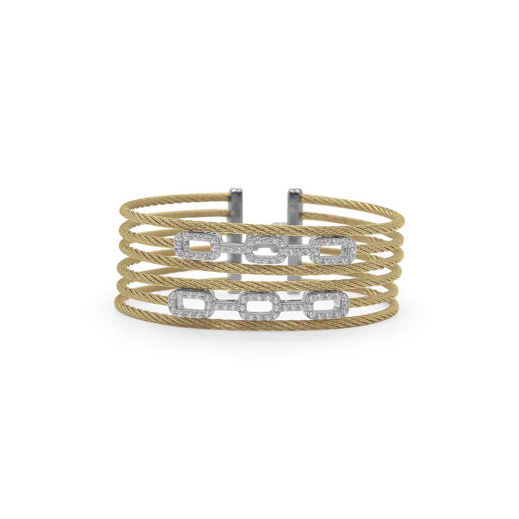 Yellow Cable Layered Links Bracelet With 18k White Gold &amp; Diamonds