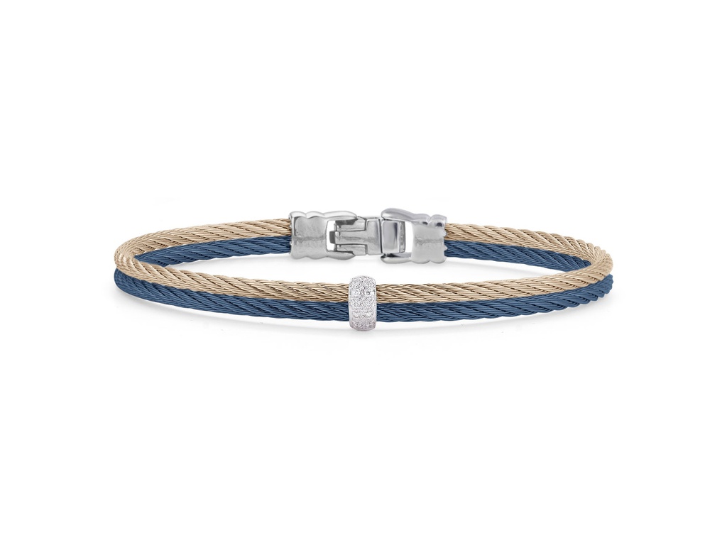 Double Cable Bracelet With 18k White Gold & Diamonds