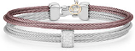 Grey &amp; Burgundy cable Bracelet with 0.15 tcw. Diamonds