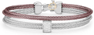 Grey & Burgundy cable Bracelet with 0.15 tcw. Diamonds